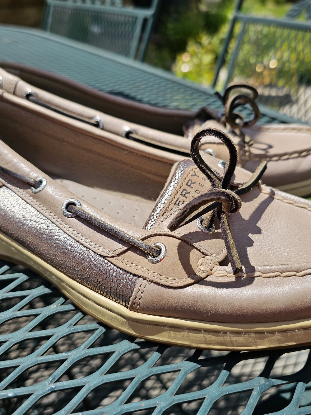 Sperry Gold/Tan Leather Deck Shoes for Women